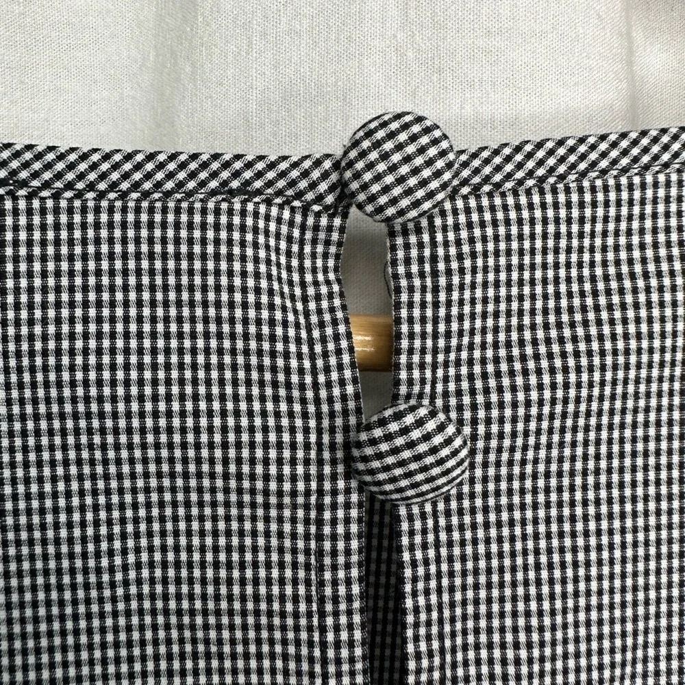 1. J Crew XXS Gingham plaid 3/4 bell flare sleeves slits bow keyhole in back - Picture 14 of 14